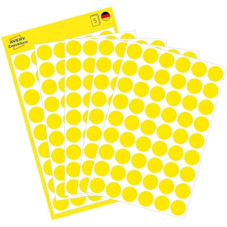 AVERY Zweckform Klebepunkte 3144, gelb, Ø 12,0 mm, 270 Stück, beschriftbar – Bild 1