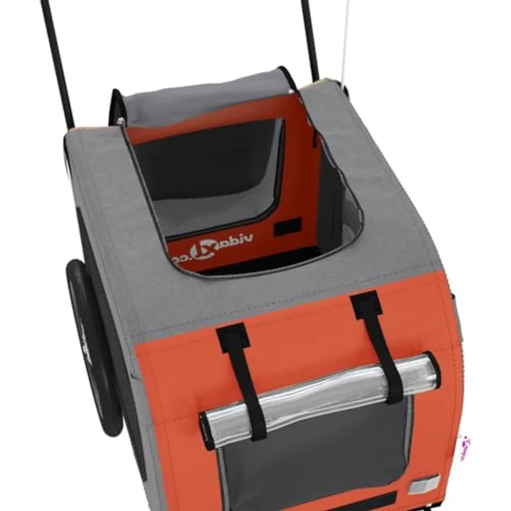 vidaXL Fahrradhundeanhänger Fahrradanhänger Hunde Orange und Grau Oxford-Gewebe und Eisen mit PVC-Dach und maximaler Tragfähigkeit von 45 kg – Bild 5