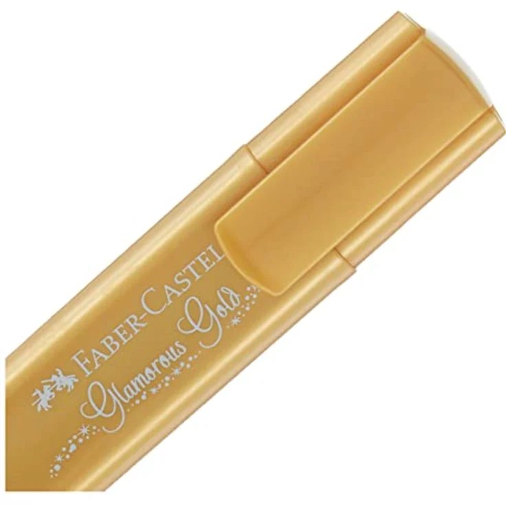 Faber-Castell TL 46 Textmarker, gold, mit schimmernden Metallic Effekten, 3 Strichstärken (1, 2 und 5 mm), wasserbasierte Tinte – Bild 4