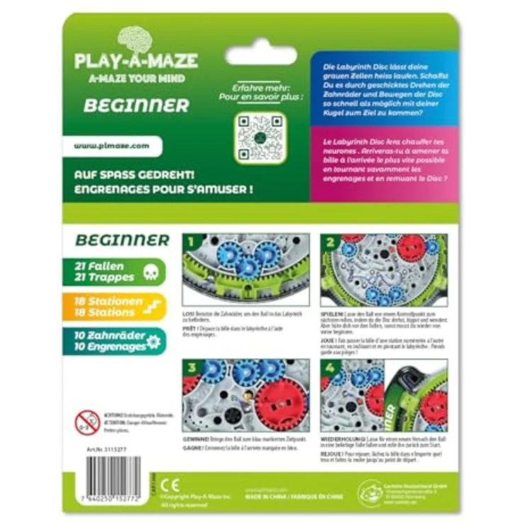 Carletto Labyrinth Travel Disc BEGINNER, Brettspiel zur Förderung der Konzentration und Geschicklichkeit – Bild 2