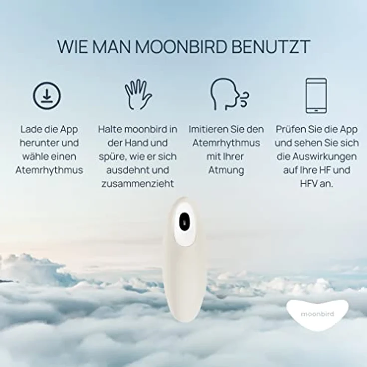 moonbird Moonbird Atem- und Meditationsgerät, Einschlafhilfe für Erwachsene mit Sofortiger Stressreduzierung und Angstlinderung - Sanftes Weiß – Bild 4