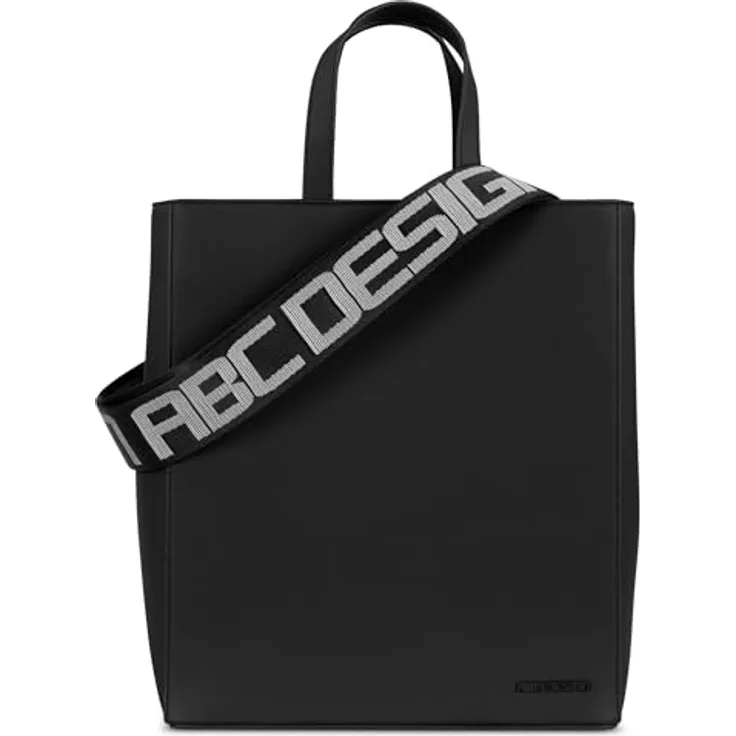 ABC Design Tote Bag Daily, Design-Tragetasche aus veganem Leder mit drei Staufächern, schwarz