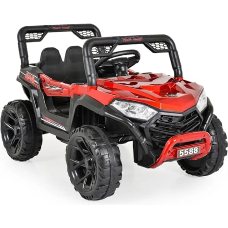 Moni Kinder Elektroauto Buggy Fast UTV 5588, metallic, mit Fernbedienung, MP3- und USB-Funktion, Sicherheitsgurt, rot – Bild 2