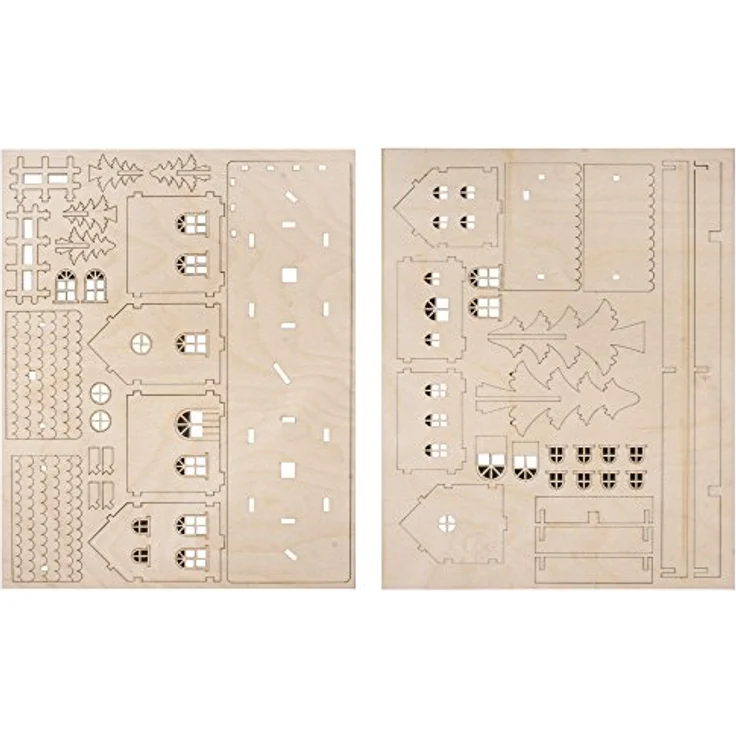 Rayher Holzbausatz Häuschen, 3D-Bausatz Holz, FSC zertifiziert, natur, 31,7x9,4x14cm, Set 52 Teile, 46300000 – Bild 3