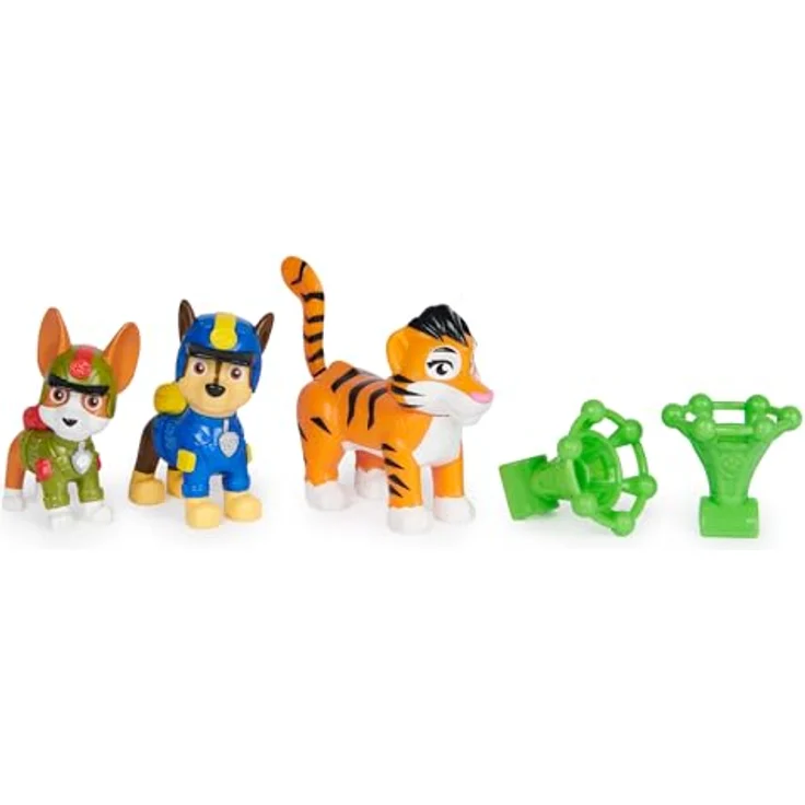 Spin Master Paw Patrol Dschungel Figurenset, 3-teilig mit 2 Welpenfiguren und Dschungeltier, pegboardable – Bild 4