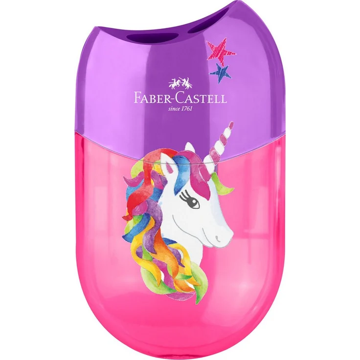 Faber-Castell Doppelspitzdose oval Einhorn, Kunststoff, für Stifte mit 8 und 10 mm Durchmesser, zweifarbig