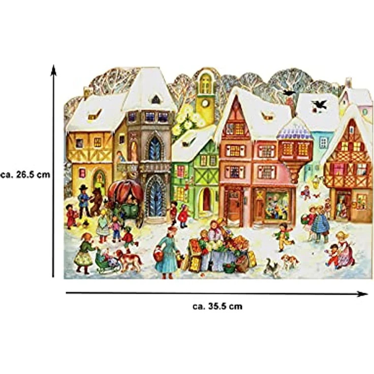 Richard Sellmer Verlag Nostalgischer Adventskalender / Weihnachtskalender mit Bildern und Glimmer, Vintage und Retro, Made in Germany, 26,5 x 35,5 cm – Bild 4