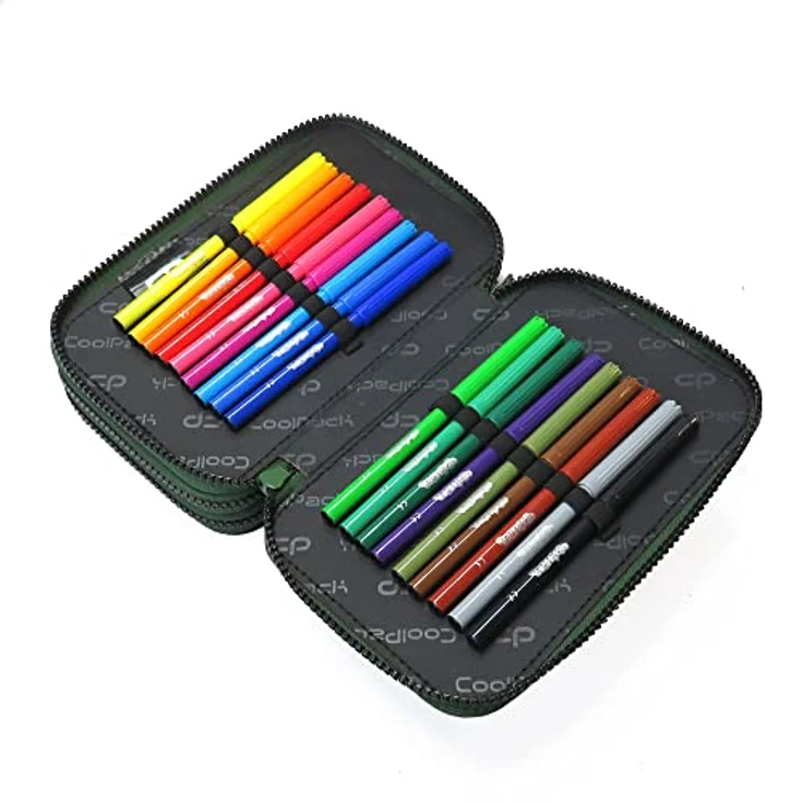 CoolPack XXL Federmäppchen 3-Fach, 44-teiliges Set für Schüler, Ombre Gradient Grass, grün – Bild 5