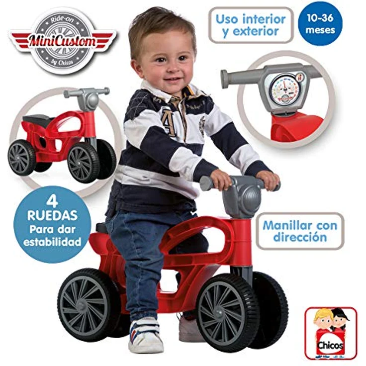Chicos Mini Custom Rutscher Motorrad, Kindermotorrad mit 4 Rädern und leichtem Design, ab 10 Monaten, für drinnen und draußen – Bild 4