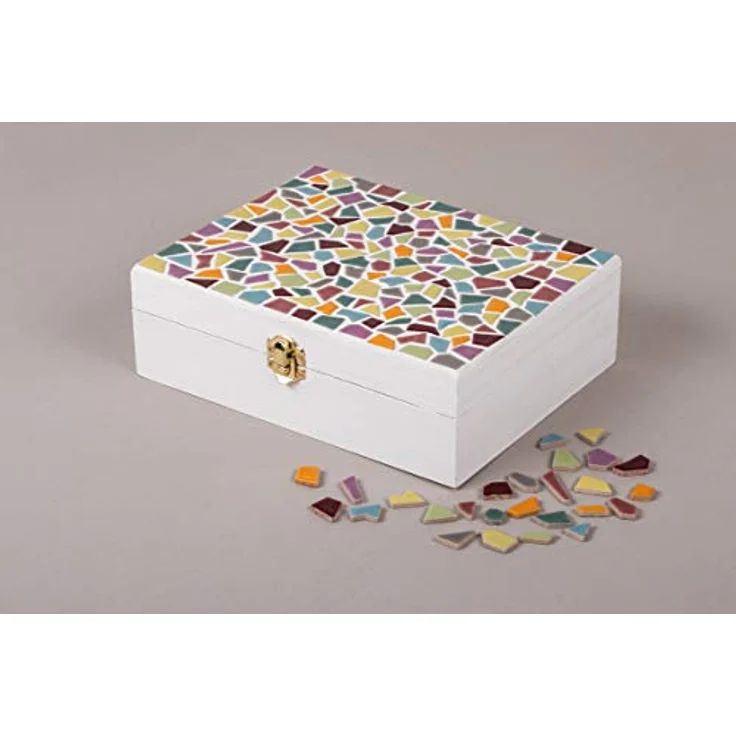 Rayher Fun Ceramica Mosaik Mix, polygonal, farbig glasierter Ton, Regenbogenfarbene Mischung zum Basteln, Dose 500g ,14863990 - Preisvergleich – Bild 5