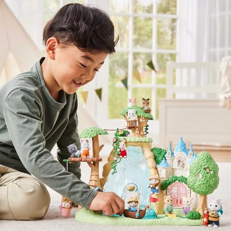 Sylvanian Families 5762 Abenteuerspielplatz Wasserfall, Spielset mit Husky Babyfigur, Aufzug und Seilrutsche, Spielzeug für Kinder ab 3 Jahren – Bild 4