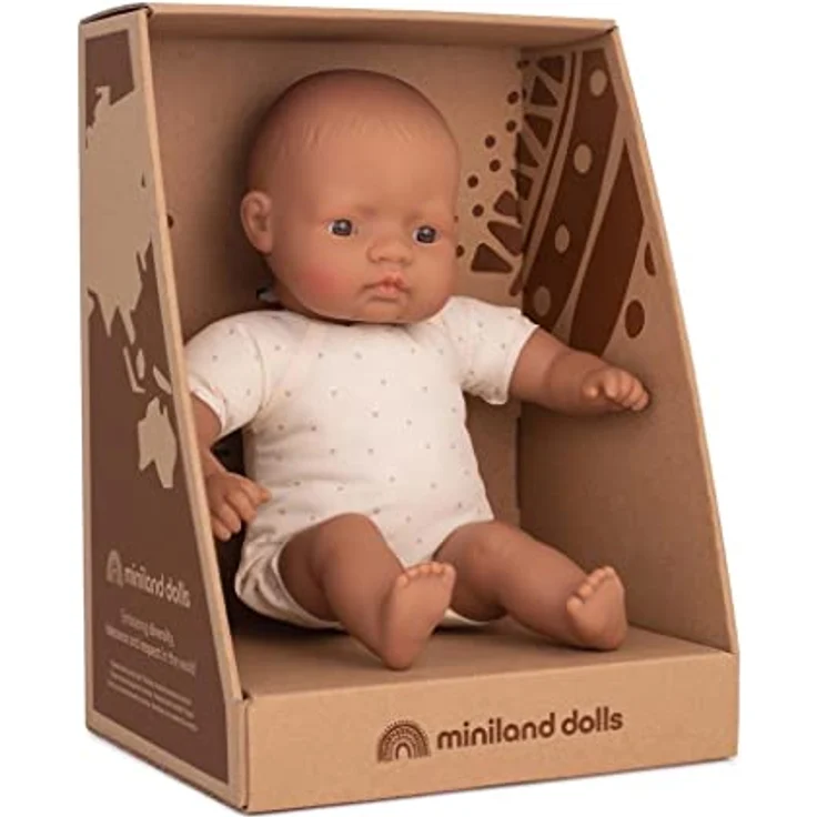 Miniland Dolls: lateinamerikanische Babypuppe, 32 cm, mit weichem Stoffkörper, in Geschenkbox – Bild 3
