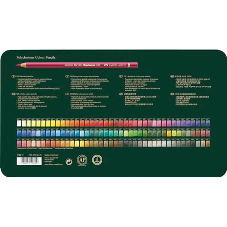 Faber-Castell Polychromos Künstlerfarbstifte, 120er Set im Metalletui, hohe Farbsättigung und Lichtbeständigkeit – Bild 2