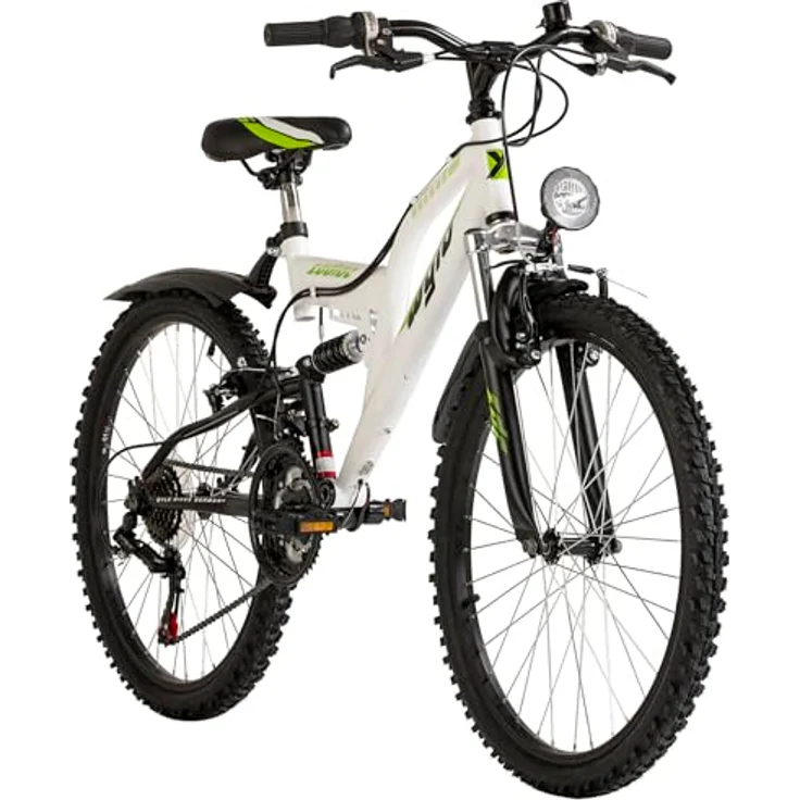 WYLD Kinder-Mountainbike Fully ATB 24" Zodiac weiß-grün 18 Gänge RH 38 cm – Bild 1