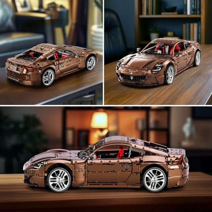 Reobrix 11009 Sportwagen Baustein Set, ferngesteuertes 1:8 Rennauto Modellbausatz für Erwachsene, intelligente App-Steuerung, dekoratives Design aus ABS, Geschenke für Automodell-Enthusiasten – Bild 3