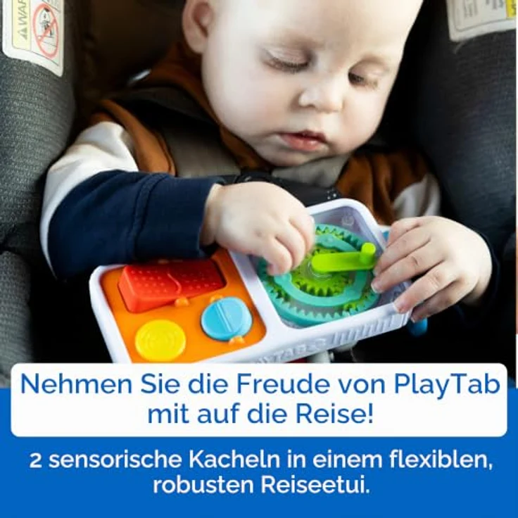 Fat Brain Play Tab On The Go, tragbares Babyspielzeug mit 2 austauschbaren Sensortafeln und Clip für Autositz oder Kinderwagen – Bild 2