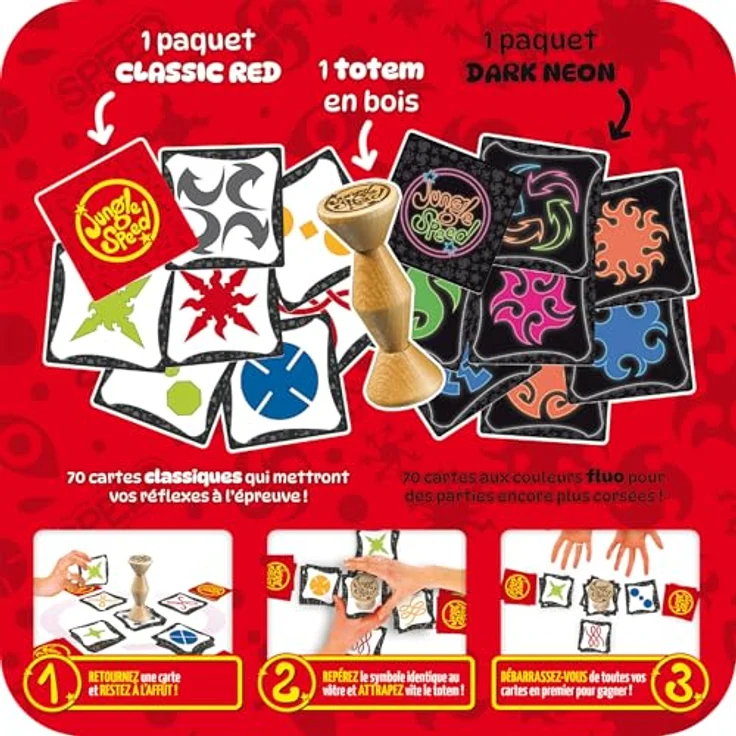 Asmodee Jungle Speed La Totale, Kartenspiel für 2-10 Spieler, inkl. 2 Kartenpaketen, in exklusiver Metallbox, Version Française, ab 7 Jahren, 15 Min Spieldauer – Bild 4