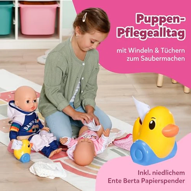 BABY Born Töpfchen Set für 43cm Puppen, inkl. Windeln, Creme-Dose & Ente Berta als Papierspender, 838365 Zapf Creation – Bild 3