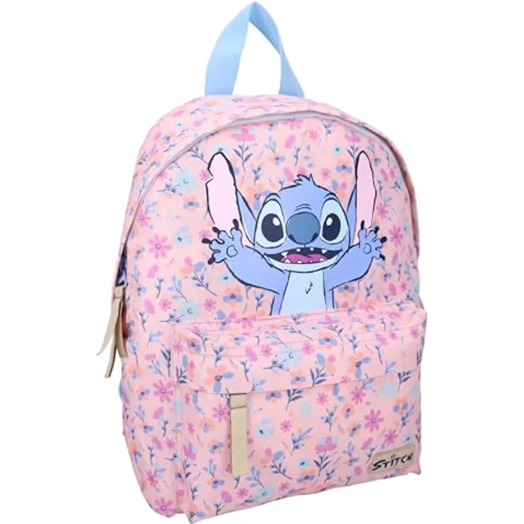 Disney Rucksack Stitch Spring Smiles, Kindergartenrucksack 31 x 22 x 9 cm, offiziell lizenziert