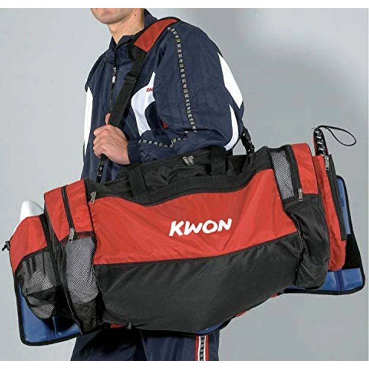 KWON Sporttasche Evolution schwarz rot 70 cm Taekwondo TKD Trainingstasche (Lieblingstasche, 2 Farben), Sehr viele praktische Fächer, geräumig, Nassfach – Bild 3