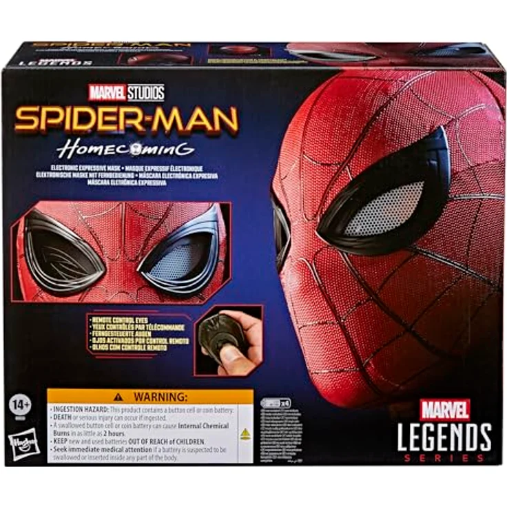 SPIDER-MAN Marvel Legends Series Spider-Man elektronische Maske mit Fernbedienung, Fernsteuerung für Augenbewegungen, Silikon-Textur, lizenziert aus Spider-Man: Homecoming – Bild 2