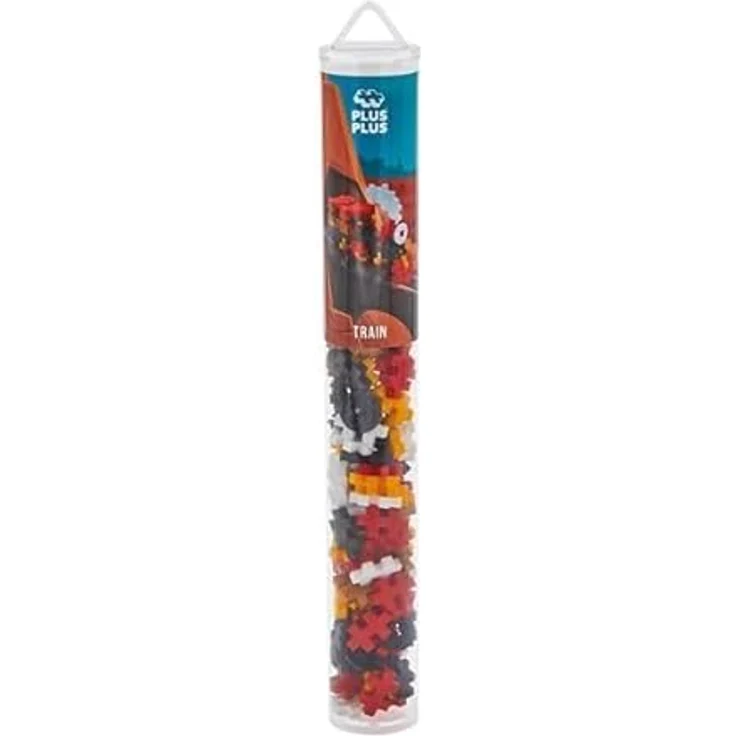 Plus-Plus 9604285, Geniales Konstruktionsspielzeug, Zug, Kreativ-Bausteine Tube, 100 Teile, bunt – Bild 5
