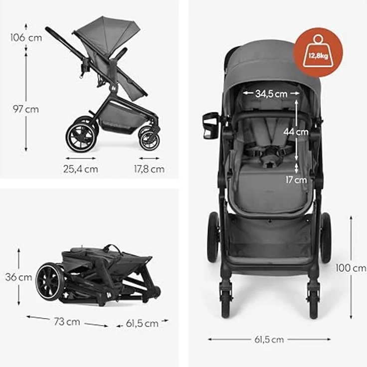 Hauck 2in1 Kinderwagen Convert N Care, ab Geburt bis 4 Jahre, Dark Grey, inkl. Matratze und Babyschalen-Adapter – Bild 8