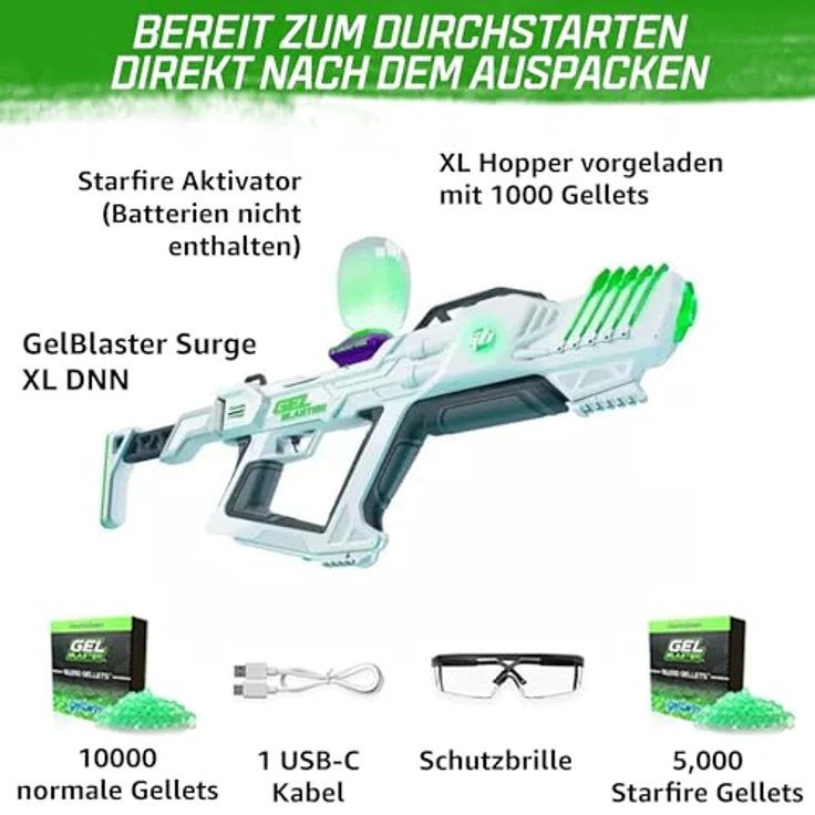 Gel Blaster The Original Surge XL Gel Blaster - 150ft/45M erweiterte Reichweite, 16.000 Schüsse, 4 Stunden Akkulaufzeit, Halbautomatik, schwarz – Bild 2