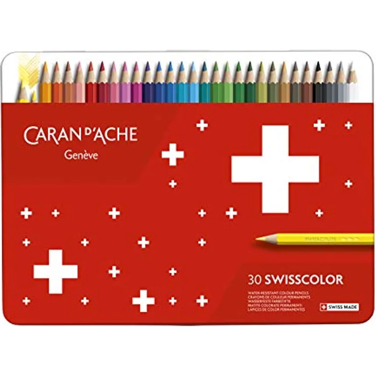 Caran d'Ache Swisscolor Metall Etui mit 30 wasserfesten Farbstiften