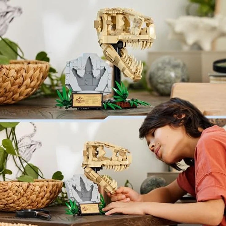 LEGO Jurassic World Dinosaurier-Fossilien: T.-rex-Kopf, Dinosaurier-Spielzeug zum Bauen, Dino-Deko fürs Kinderzimmer, T-Rex-Schädel-Skelett mit Fußabdruck, Geschenk für Jungs und Mädchen 76964 – Bild 5