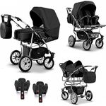 Elcar Zwillingskinderwagen 5 in 1 City Twin inkl. Autositze - 16 Teile - in 19 Farben, 3 in 1 Multitalent mit Wanne, Sportsitze und Autositze - Preisvergleich