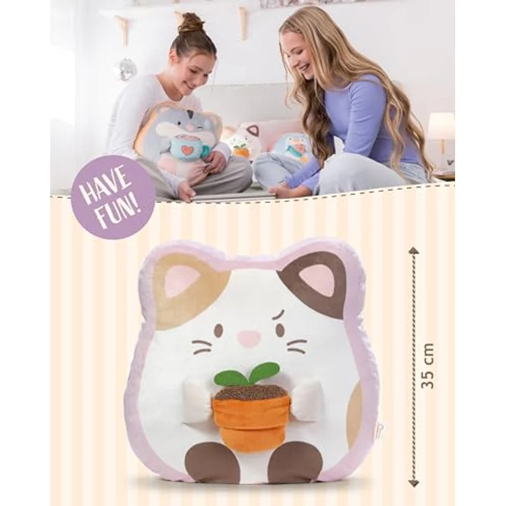 NICI Kuscheltier Katze Angy mit Blumentopf, 35x33x12cm - weiß, mymochi Plüschtier für Kinder und Erwachsene - stylisches Kawaii-Kissen, ideales Geschenk – Bild 4
