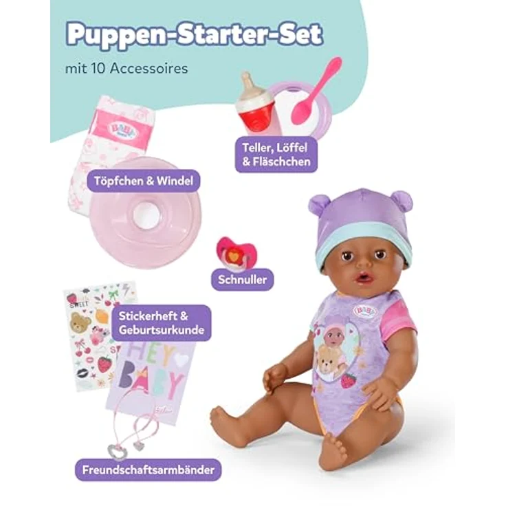 Baby Born Babypuppe Eva, 43 cm (Set, 11-tlg) mit magischem Fütterspiel und interaktiven Funktionen, von Baby Born – Bild 3