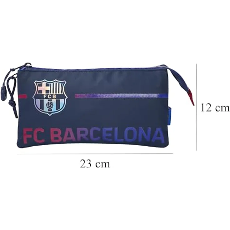 CYPBRANDS Unisex-Kinder-Etui, Dreifaches Federmäppchen mit 5 Fächern, Blaugrana, Größe M – Bild 4