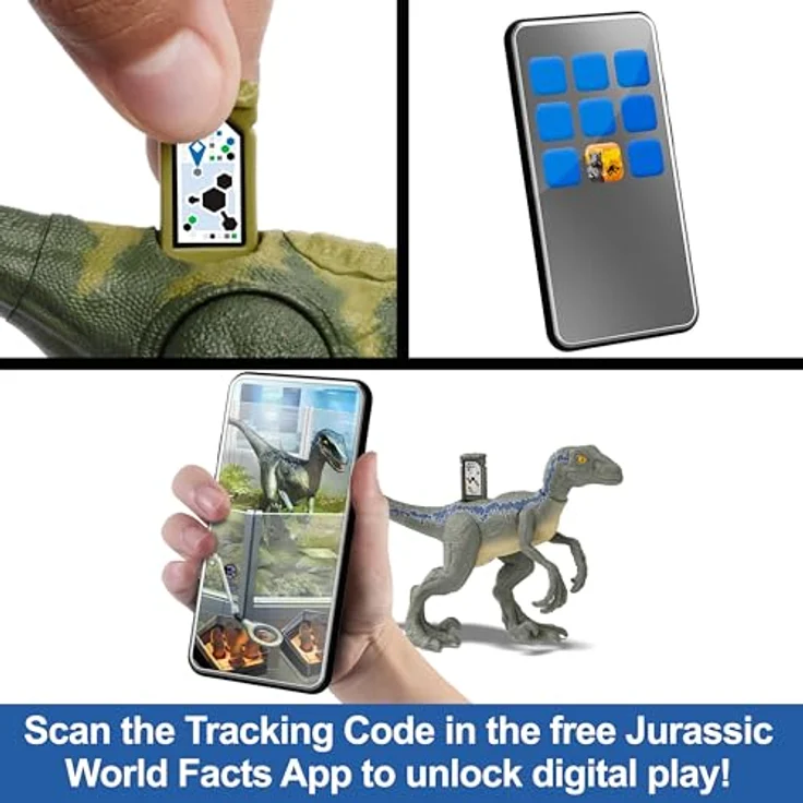 JURASSIC WORLD Wild Roar - Irritator Dinosaurier-Spielzeugfigur mit Brüllgeräusch, Angriffsbewegung und verborgenem Track-Code für AR Erlebnis, 13 cm, für Kinder ab 4 Jahren, HLP22 – Bild 5