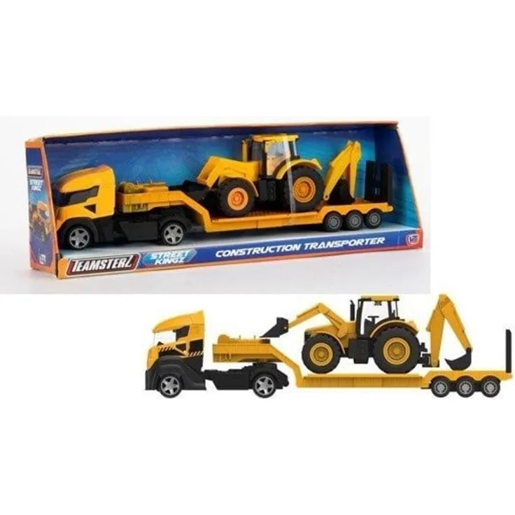 Teamsterz Street Kingz Die-Cast Construction Transporter, Spielzeug-Lkw mit Aufbewahrung und 4 Autos, für unterwegs