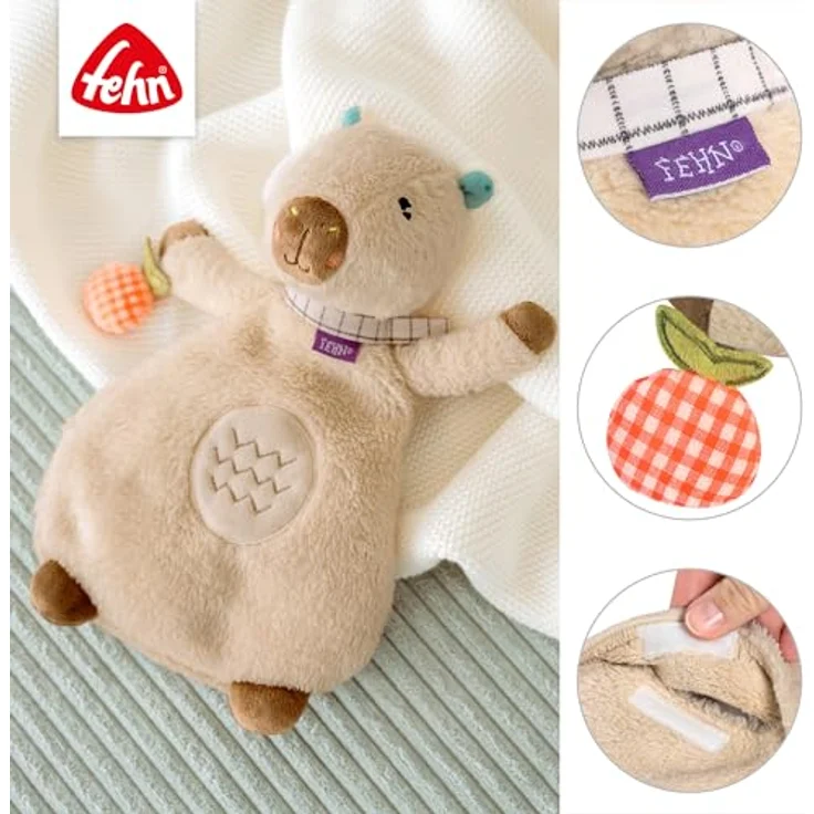 Fehn Wärmetier mit Kirschkernfüllung 25 cm - Capybara, Wärme- und Kuscheltier für Babys mit herausnehmbarem Wärmesäckchen – Bild 5