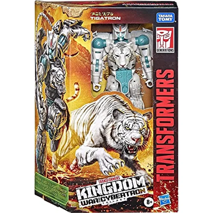 Transformers Generations War for Cybertron: Kingdom Voyager WFC-K35 Tigatron Figur – 17,5 cm, weißer Sibirischer Tiger, 23-fach verwandelbar, inkl. Laserkanone und goldene Schicksalskarte – Bild 3