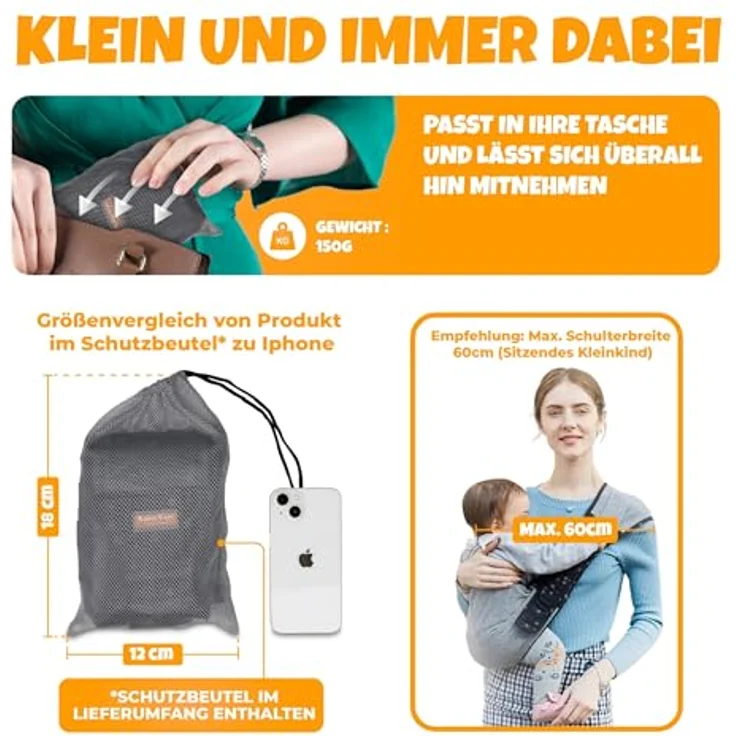 Family-Land Ergonomischer Kleinkind Tragegurt von Kangaroo - Babyhüftrage für Kleinkinder bis 15 KG, Hüftsitz Tragesystem baby (Lachs) – Bild 6