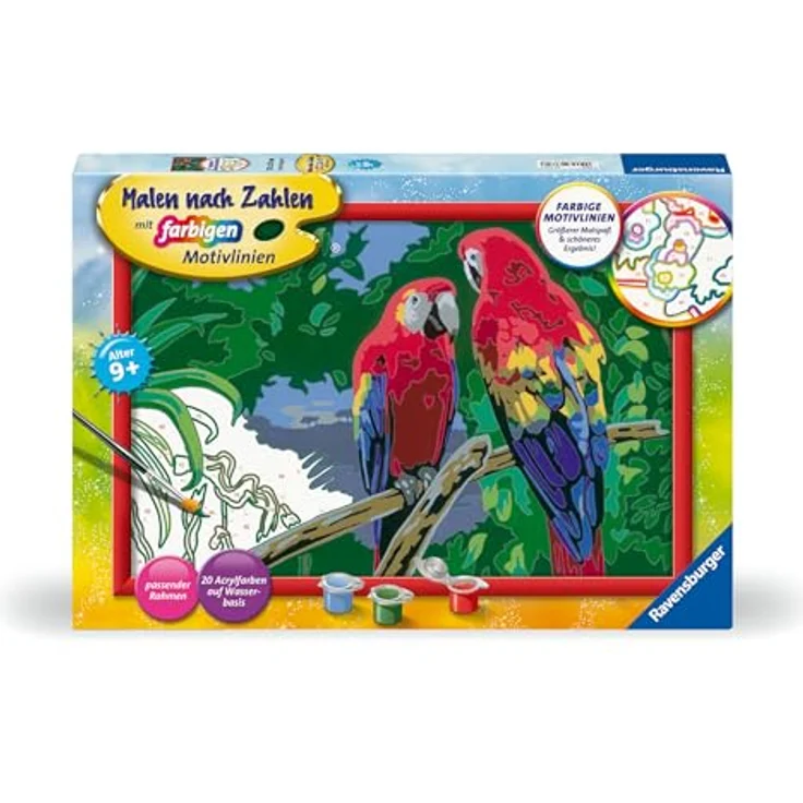 Ravensburger Malen nach Zahlen 23770 - Bunte Papageien - Kinder ab 9 Jahren – Bild 1