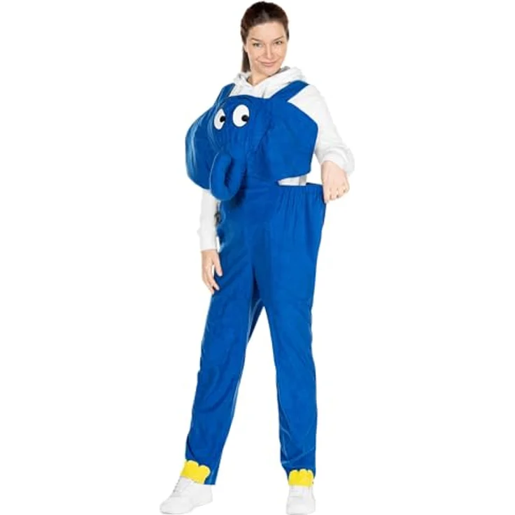Maskworld Die Sendung mit der Maus - Elefant Kostüm (M), bequeme Latzhose mit gefüttertem Elefantenkopf, blau – Bild 8