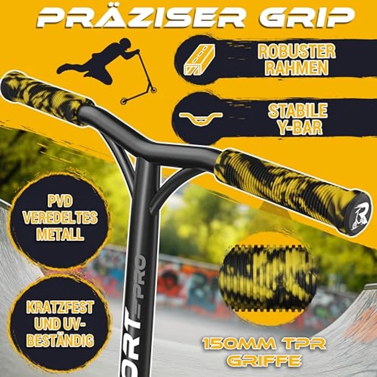 RE:SPORT REVO PRO Stunt Scooter, 110 mm PU Wheels, ABEC 9 Kugellager, inkl. Ständer, Aluminiumrahmen, für Kinder & Erwachsene – Bild 8