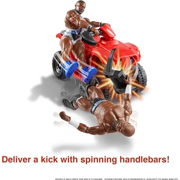 WWE HDM06 - Wrekkin Slam 'N Spin ATV mit drehenden Lenkstangen u, inkl. 15cm Big E Basic Action Figur, Spielzeug Geschenk für Kinder ab 6 Jahren – Bild 5