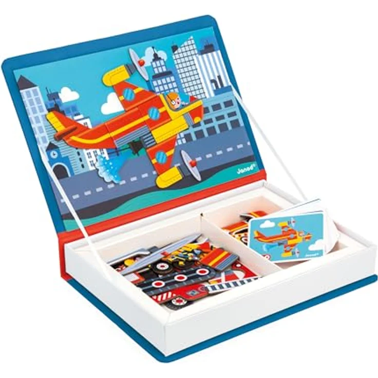 Janod Magnetbuch Feuerwehr, Lernspielzeug mit 60 Magneten, FSC®-zertifiziert, für Kinder ab 3 Jahren – Bild 1