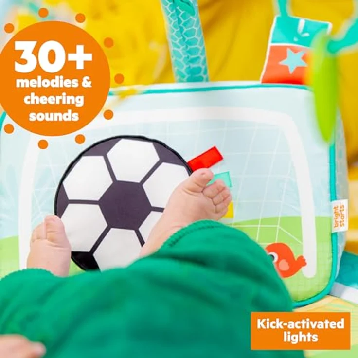 Bright Starts Grip & Kick Activity Gym, Spielbogen mit Licht- und Soundeffekt, abwaschbare Matte, 30 Melodien, für Neugeborene – Bild 5