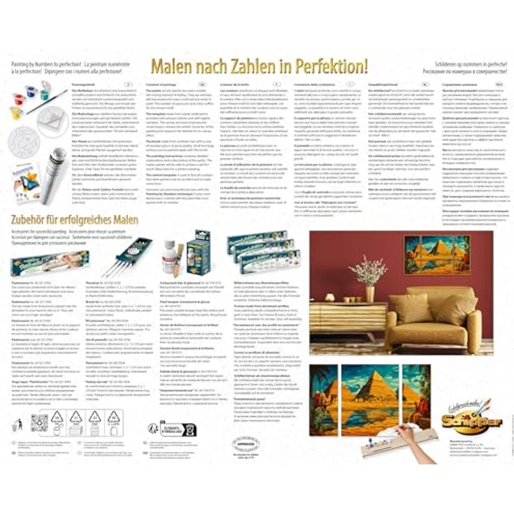 Schipper MNZ - Ägypten, Triptychon-Malvorlage mit 36 Acrylfarben und Pinsel, 50 x 80 cm – Bild 2