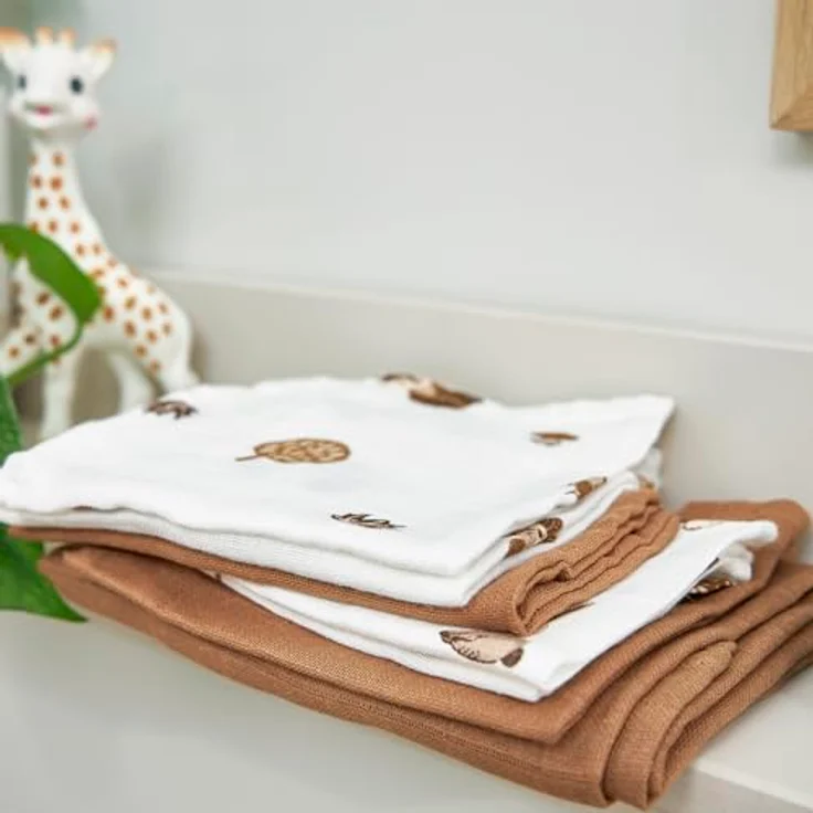 Meyco Baby Forest Animals Toffee, 3er Set Spucktücher aus Musselin, 30x30 cm – Bild 4