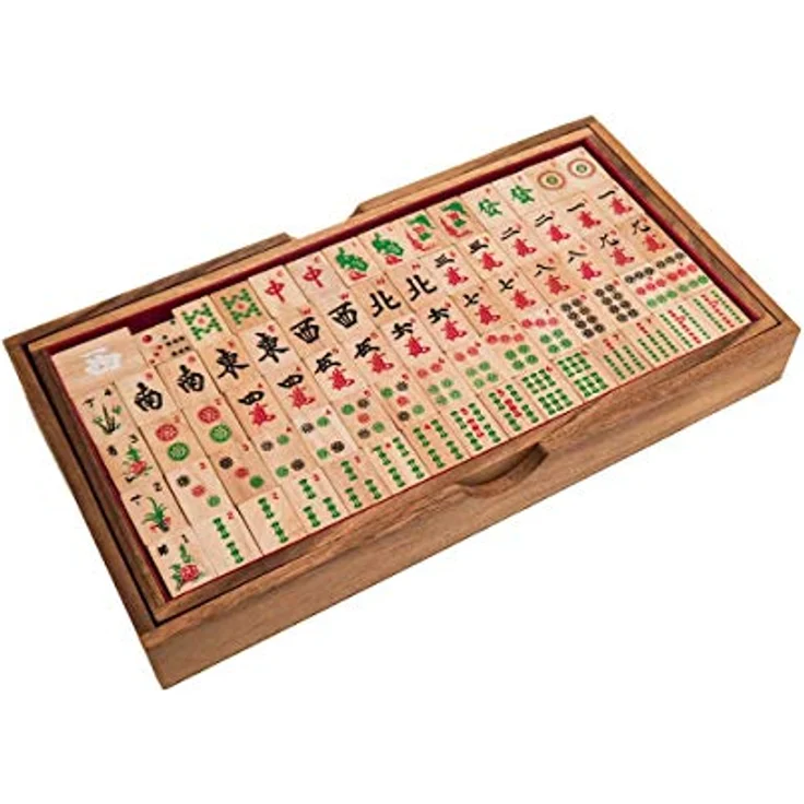 ROMBOL Mahjong - das chinesische Spiel der Vier Winde, mit arabischen Zahlen, edles Holzspiel, Samena-Holz, Helvea-Holz, braun, hell – Bild 2