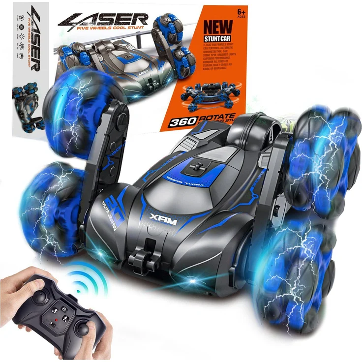 Esun RC-Auto Ferngesteuertes Auto, 5-Rad-Design, LED-Leuchten, 360°-Drehung, ab 4 Jahre, Kinder Geschenke