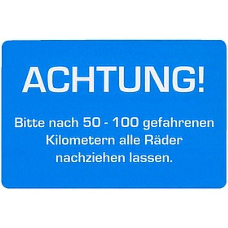 EICHNER Aufkleber ACHTUNG! Räder nachziehen lassen, selbstklebend, blau/weiß, 250 St.